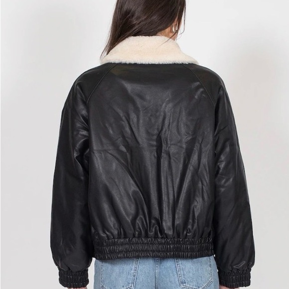 š Brunette The Label Amelia Vegan Leather Bomber With Faux Sherling (size S/M) - Picture 5 of 9